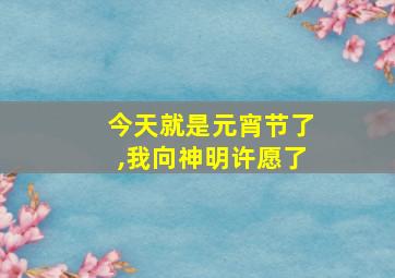 今天就是元宵节了,我向神明许愿了