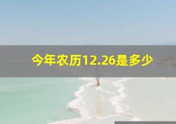 今年农历12.26是多少