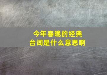 今年春晚的经典台词是什么意思啊