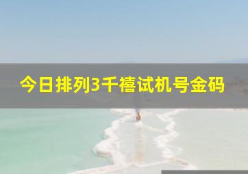 今日排列3千禧试机号金码