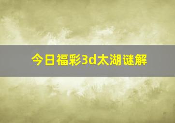 今日福彩3d太湖谜解