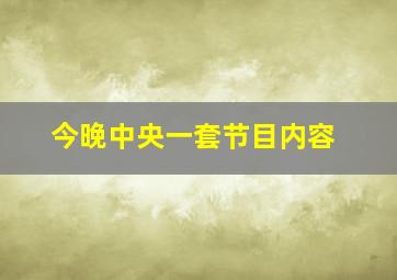 今晚中央一套节目内容