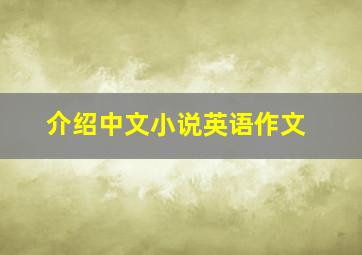 介绍中文小说英语作文