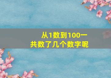 从1数到100一共数了几个数字呢