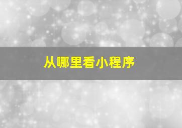 从哪里看小程序