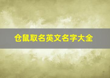 仓鼠取名英文名字大全