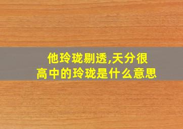 他玲珑剔透,天分很高中的玲珑是什么意思