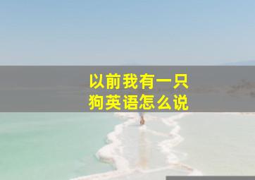 以前我有一只狗英语怎么说