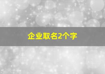 企业取名2个字