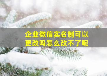 企业微信实名制可以更改吗怎么改不了呢