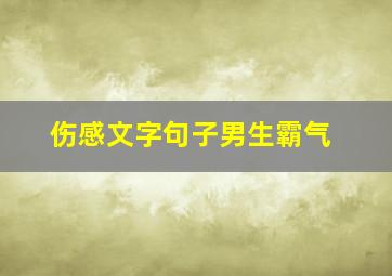 伤感文字句子男生霸气