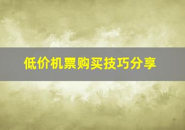 低价机票购买技巧分享