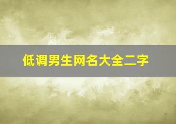 低调男生网名大全二字