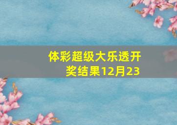 体彩超级大乐透开奖结果12月23