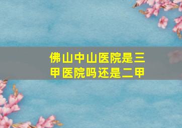 佛山中山医院是三甲医院吗还是二甲