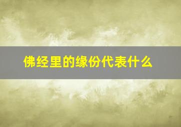 佛经里的缘份代表什么