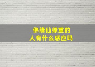 佛缘仙缘重的人有什么感应吗