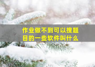 作业做不到可以搜题目的一些软件叫什么