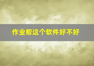 作业帮这个软件好不好