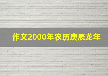 作文2000年农历庚辰龙年