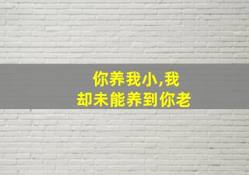 你养我小,我却未能养到你老