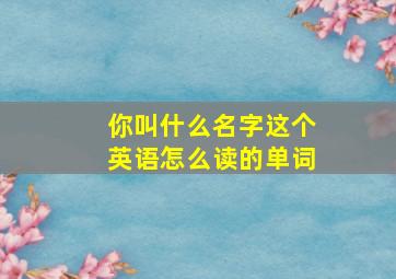 你叫什么名字这个英语怎么读的单词