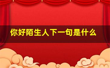 你好陌生人下一句是什么