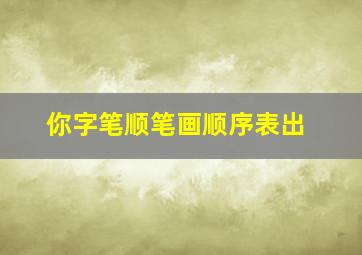 你字笔顺笔画顺序表出