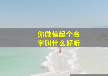 你微信起个名字叫什么好听