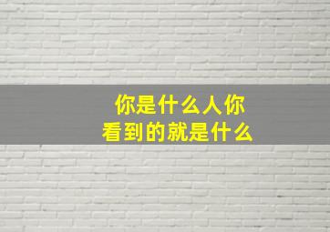 你是什么人你看到的就是什么