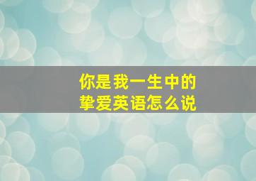 你是我一生中的挚爱英语怎么说