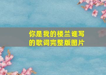 你是我的楼兰谁写的歌词完整版图片