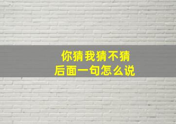 你猜我猜不猜后面一句怎么说