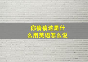 你猜猜这是什么用英语怎么说