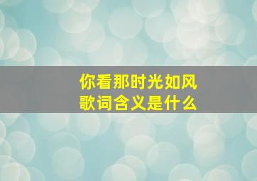 你看那时光如风歌词含义是什么