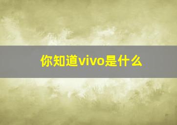 你知道vivo是什么