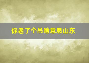 你老了个吊啥意思山东