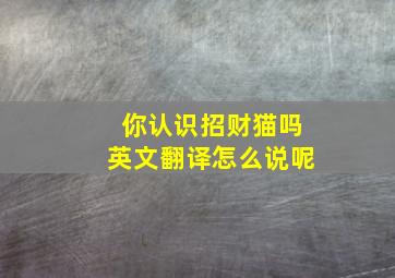 你认识招财猫吗英文翻译怎么说呢