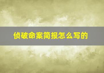 侦破命案简报怎么写的