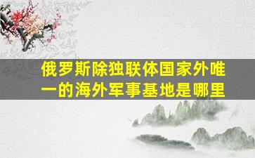 俄罗斯除独联体国家外唯一的海外军事基地是哪里