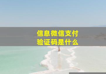 信息微信支付验证码是什么