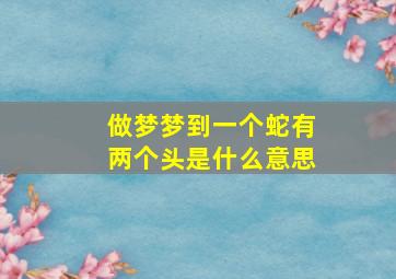 做梦梦到一个蛇有两个头是什么意思