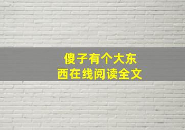 傻子有个大东西在线阅读全文