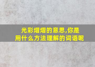 光彩熠熠的意思,你是用什么方法理解的词语呢