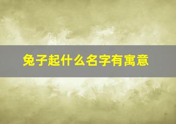 兔子起什么名字有寓意