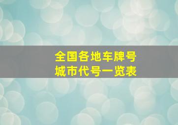 全国各地车牌号城市代号一览表