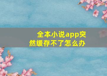 全本小说app突然缓存不了怎么办