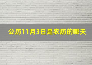 公历11月3日是农历的哪天