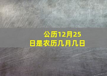 公历12月25日是农历几月几日