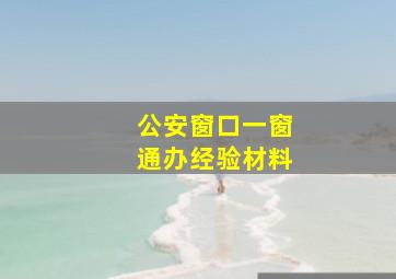 公安窗口一窗通办经验材料